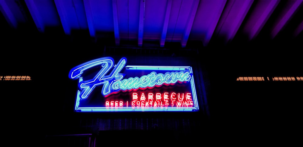 red and blue LED lights during night time