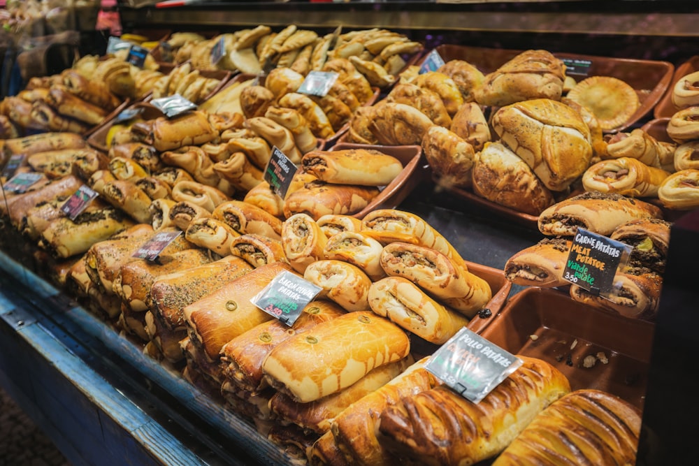 pastries displayed in trays