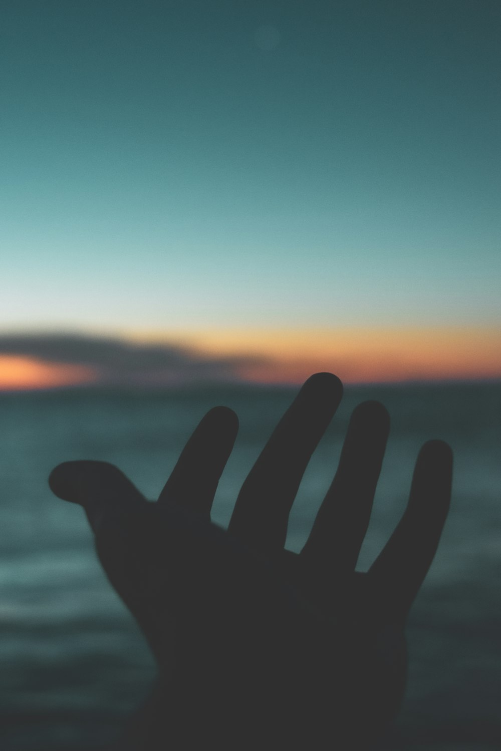 silhouette photography of left human hand