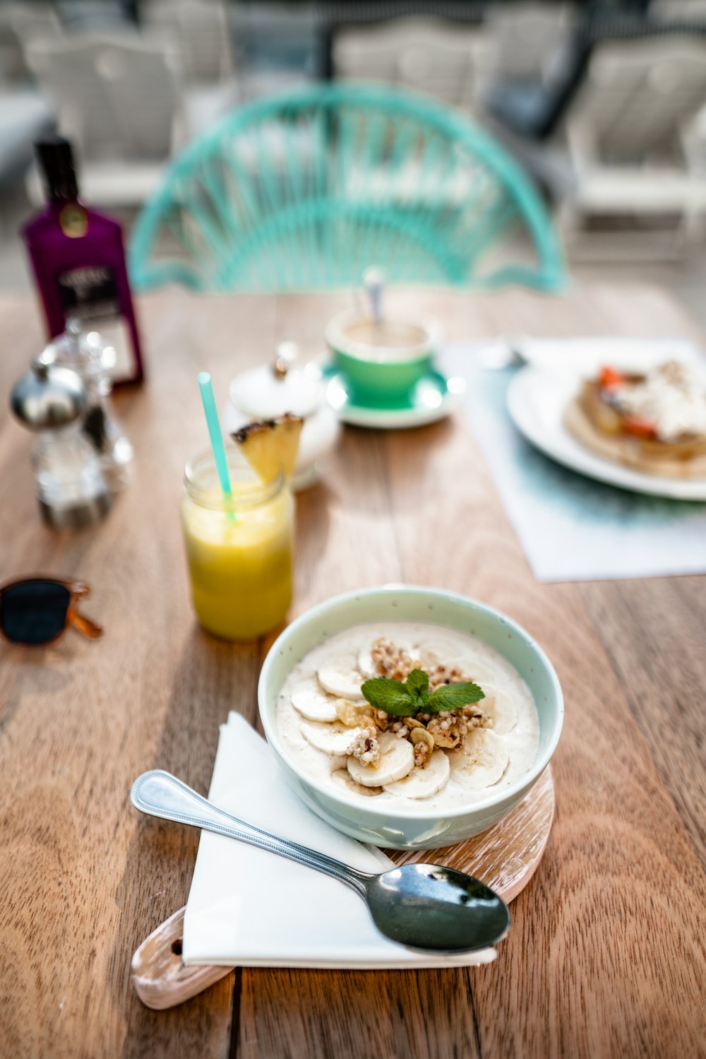 soup with egg on white bowl