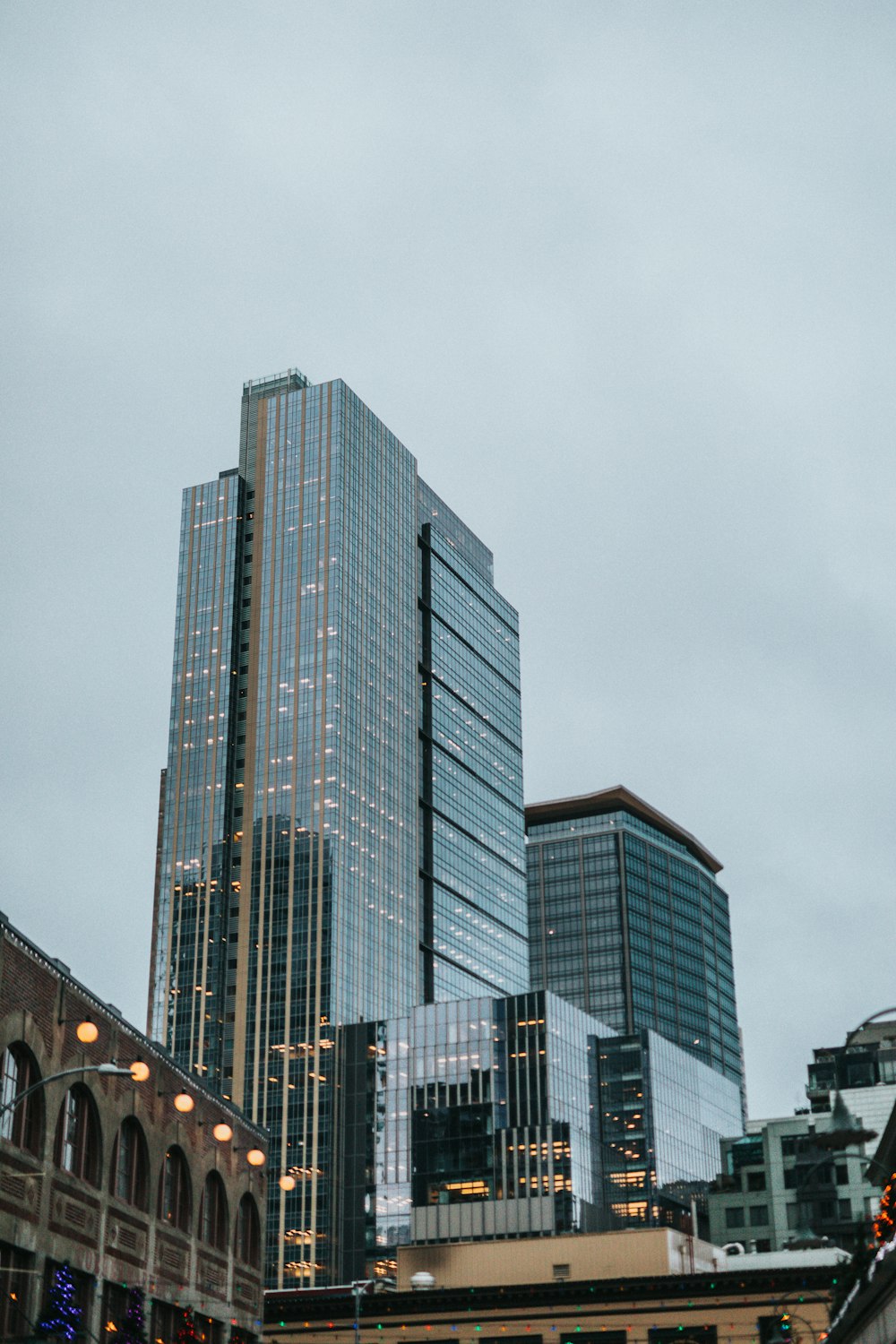 low angle photo of buildings