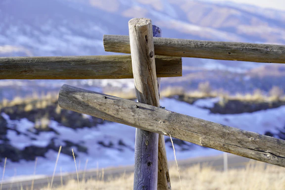 A close-up of durable WPC fencing panels standing strong against a snowy Canadian landscape.