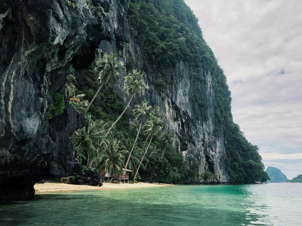 mountain island during day