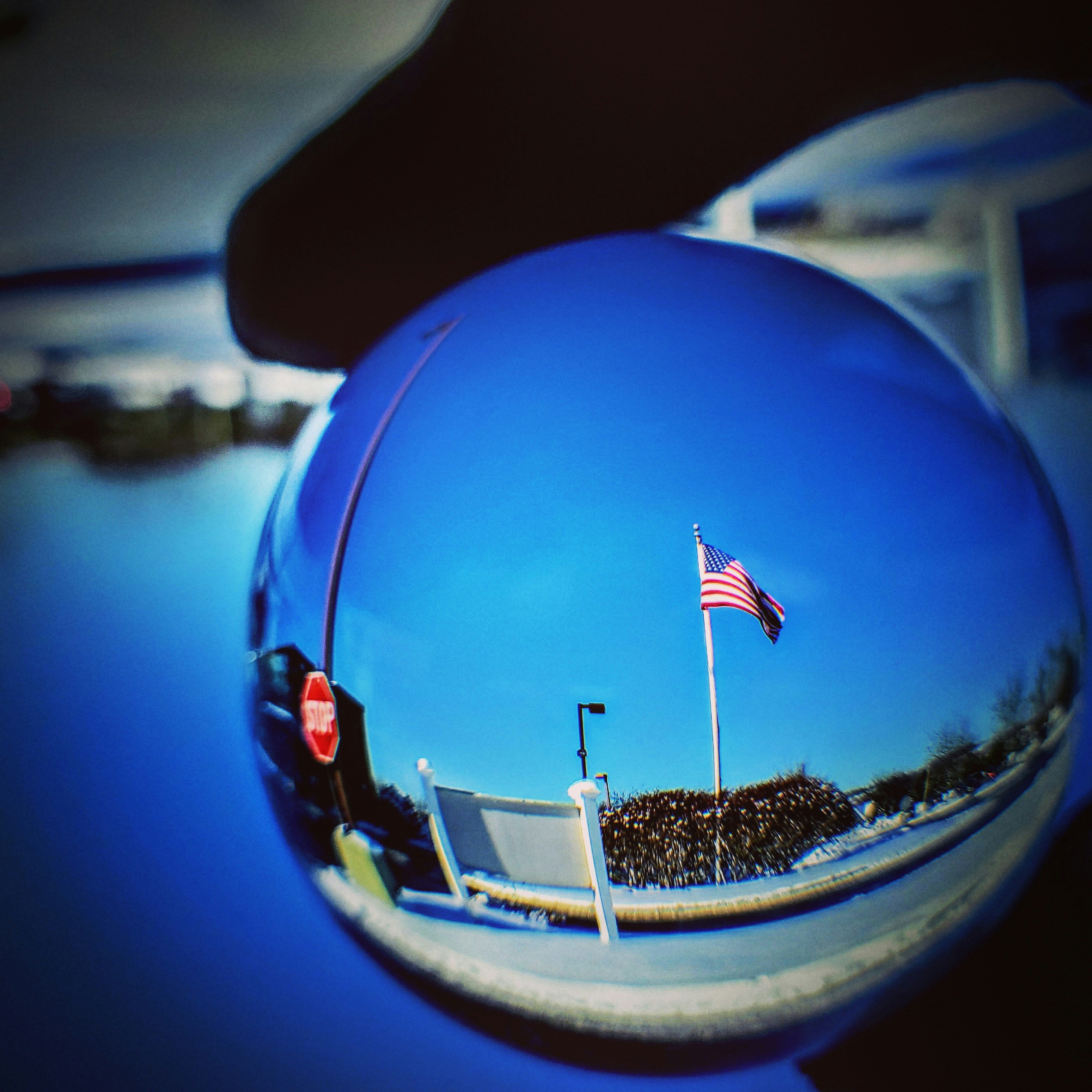 United States of America flag on lensball photography photo – Free Blue ...
