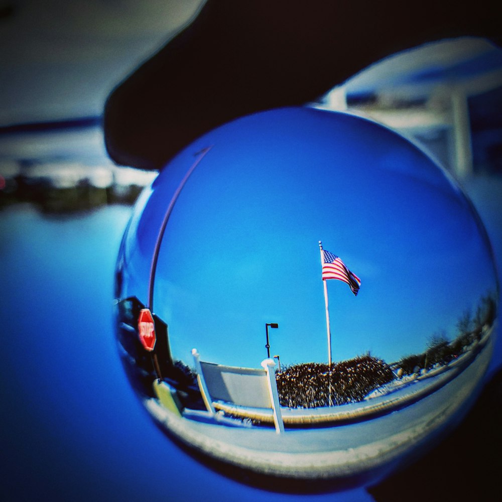United States of America flag on lensball photography