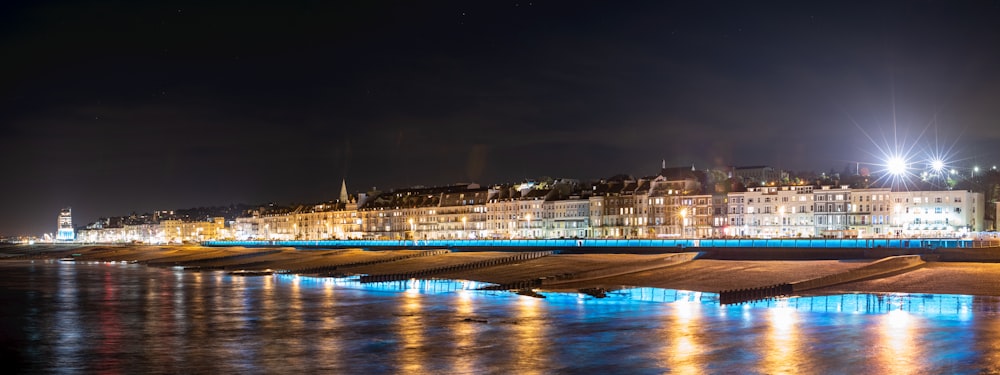 city on island during night