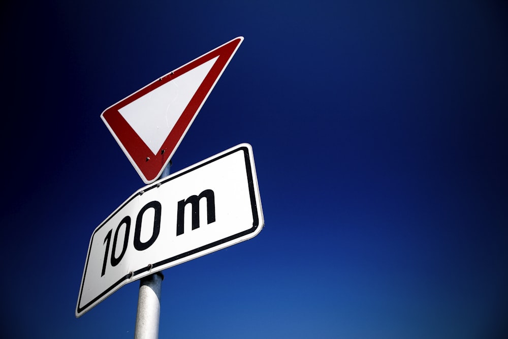 100 meters road sign