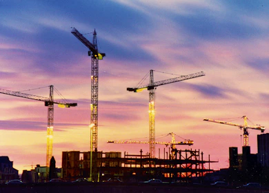 four tower cranes