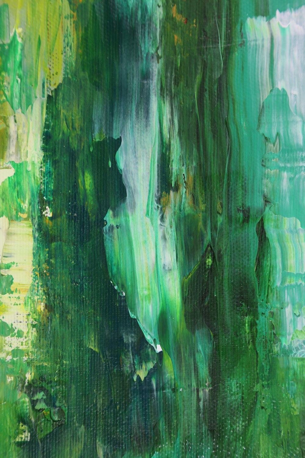 peinture abstraite verte et blanche