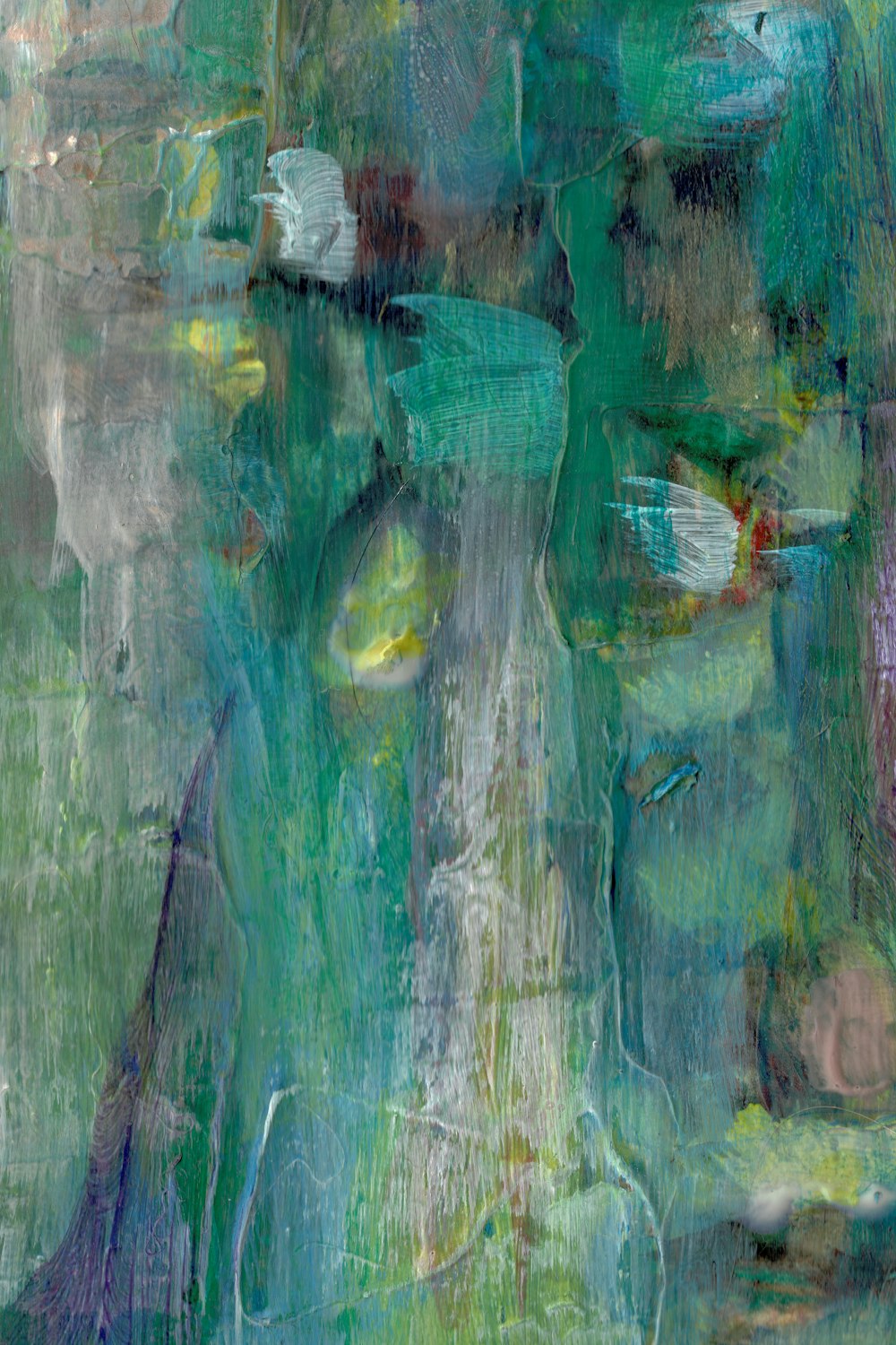 pintura abstrata verde e branca