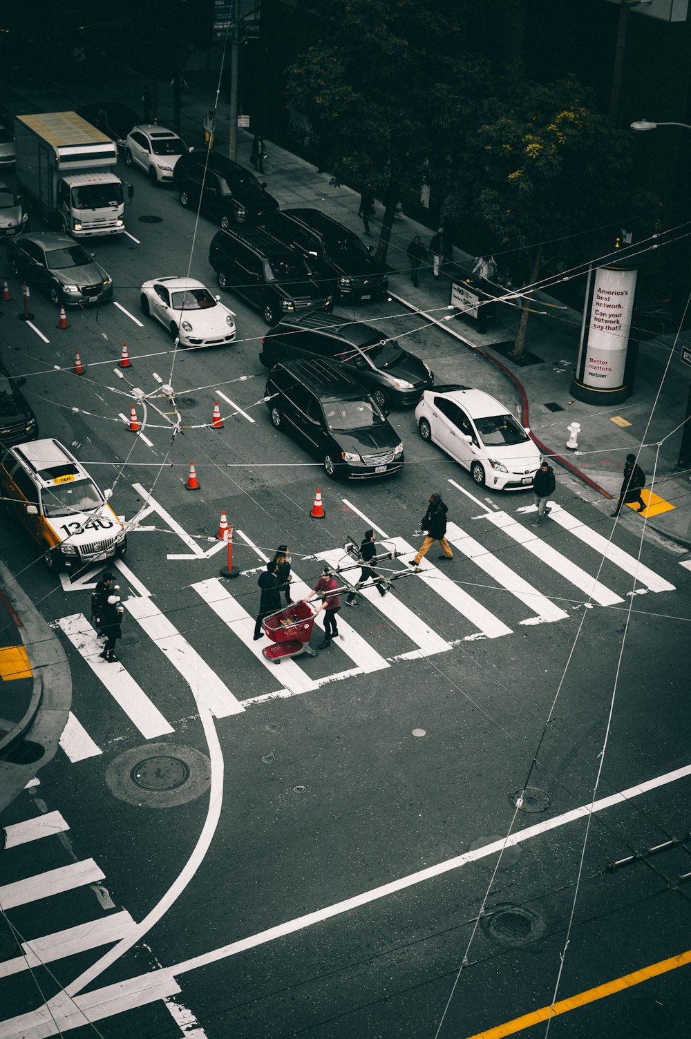 people crossing on pedestrian lane