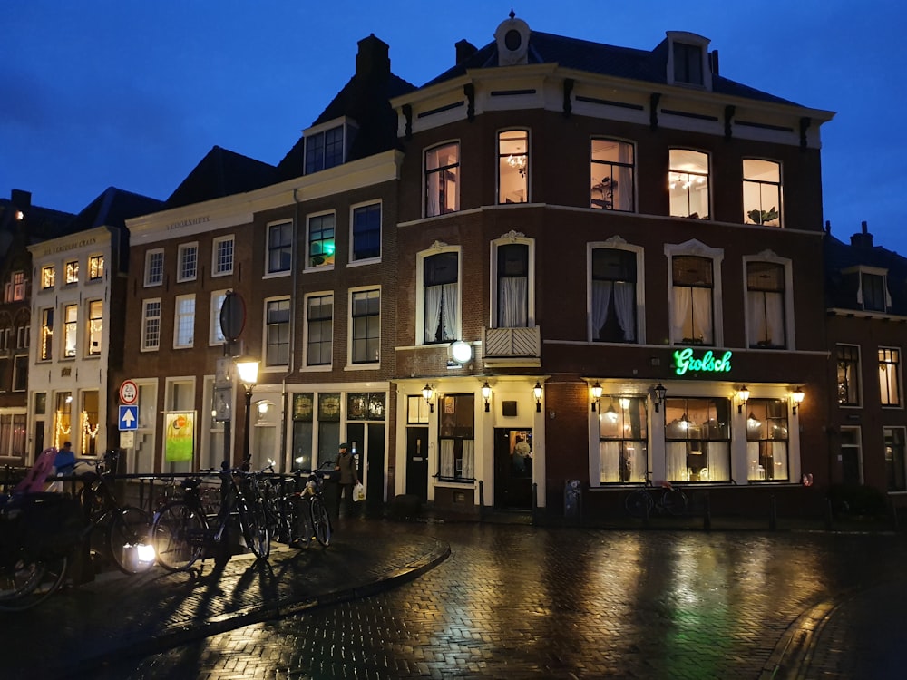 a building that has a bike parked in front of it