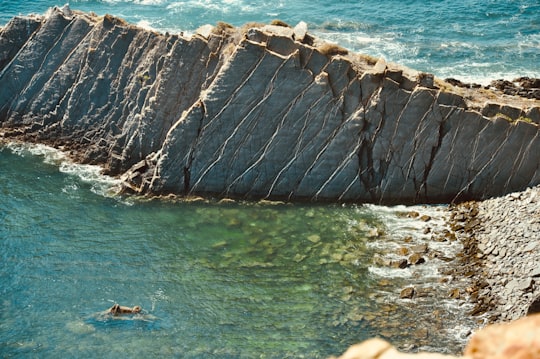 aerial photography of cliff viewing body of water during daytime in Sagres Portugal
