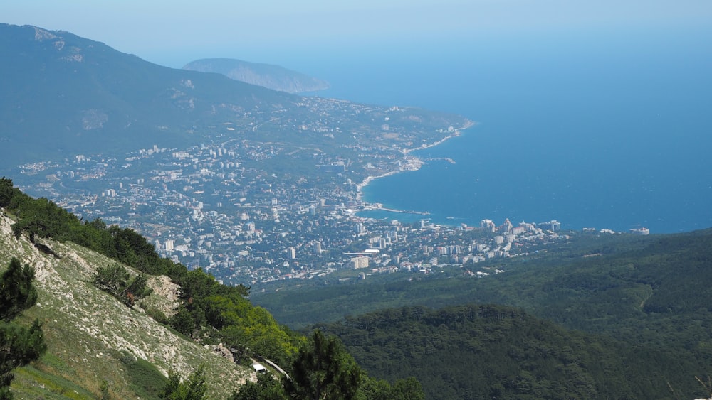 a view of a city from a mountain top