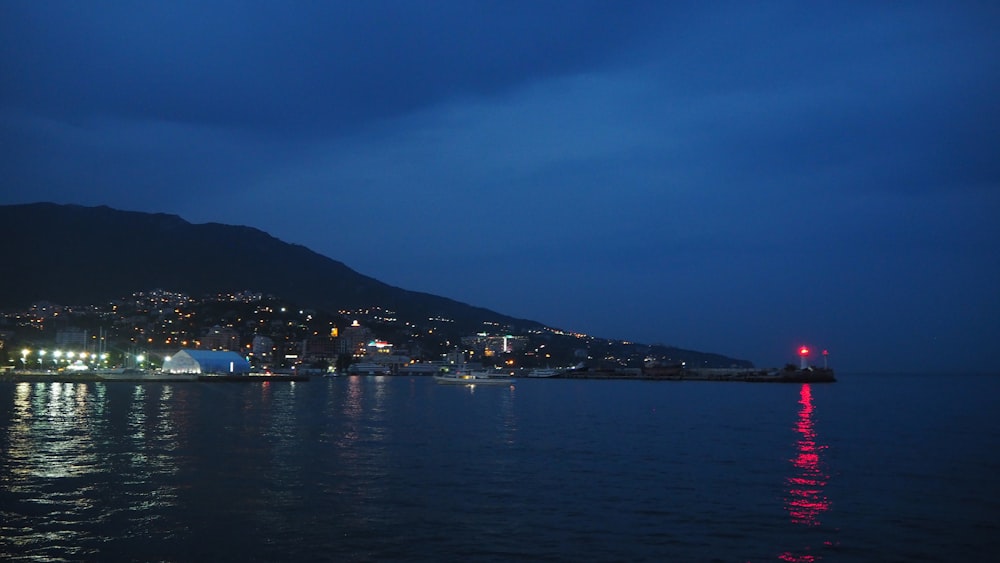 city on island during night