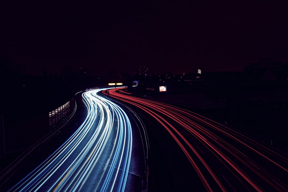 road with cars during night