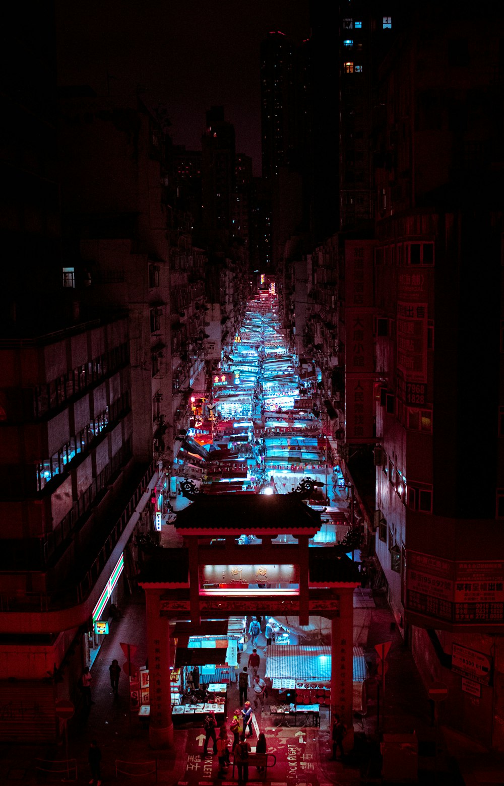 aerial photo of buildings at night