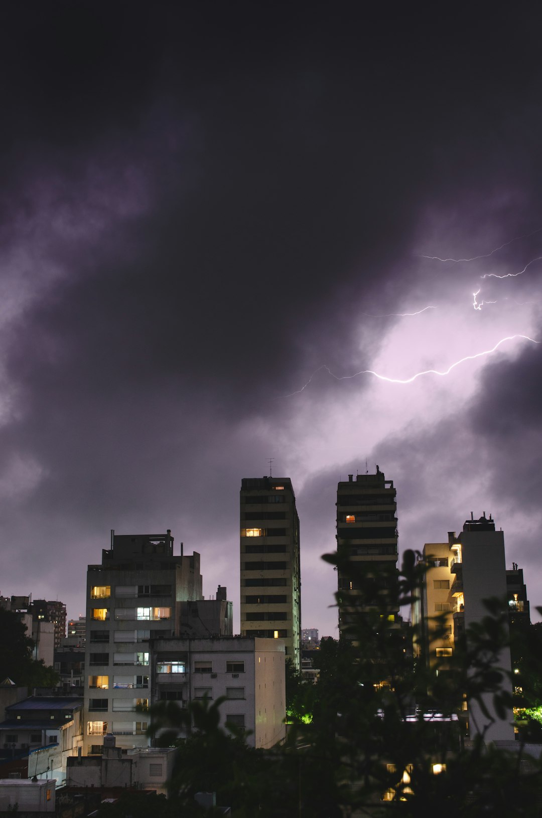 city buildings at night