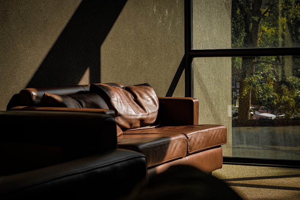 brown leather sofa