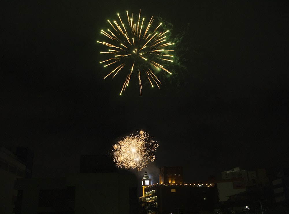 brown fireworks at night