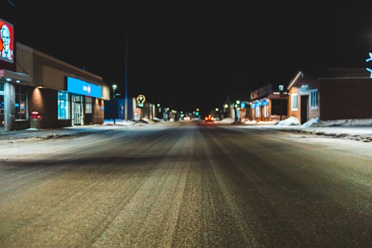 empty road at night in Stephenville Canada