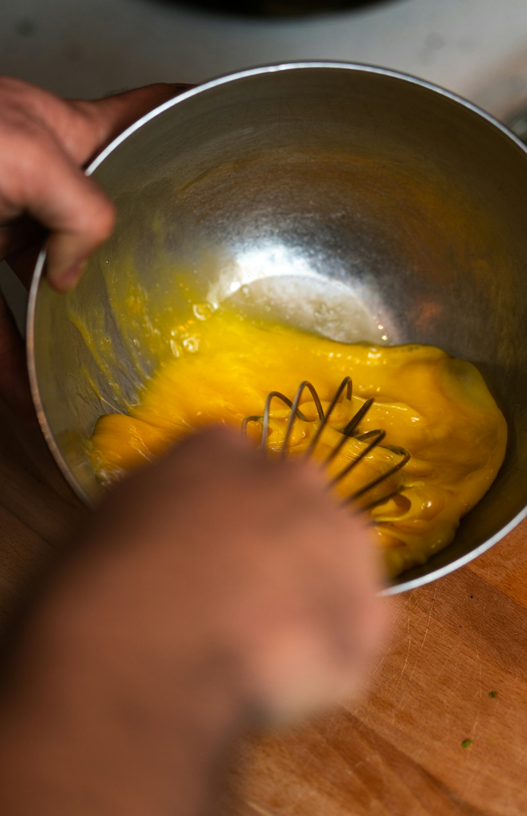 Whisking an egg at high speed