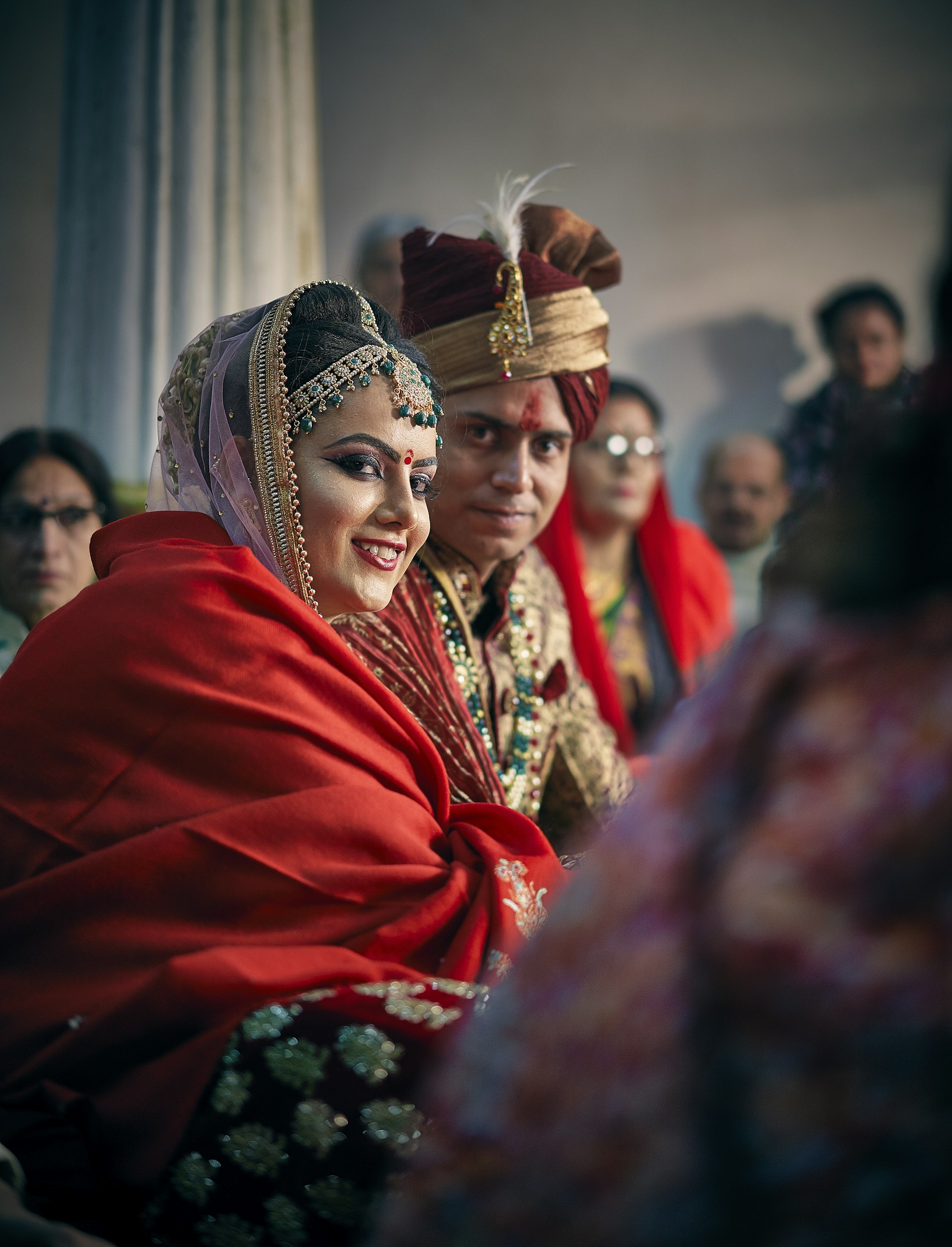 selective focus photography of wedding couple