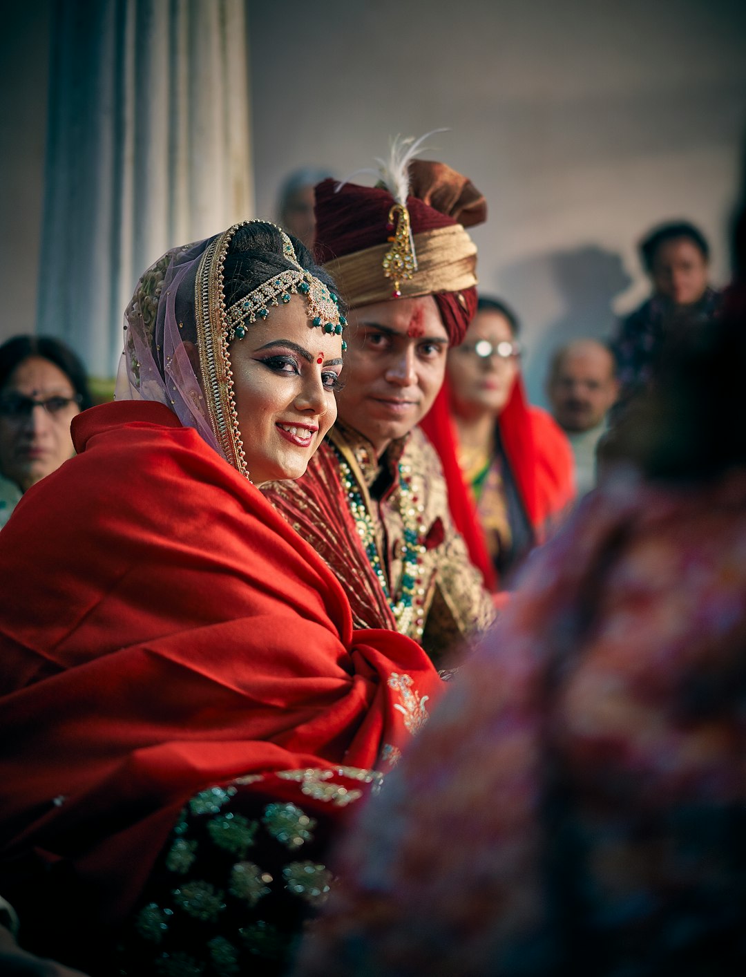 selective focus photography of wedding couple