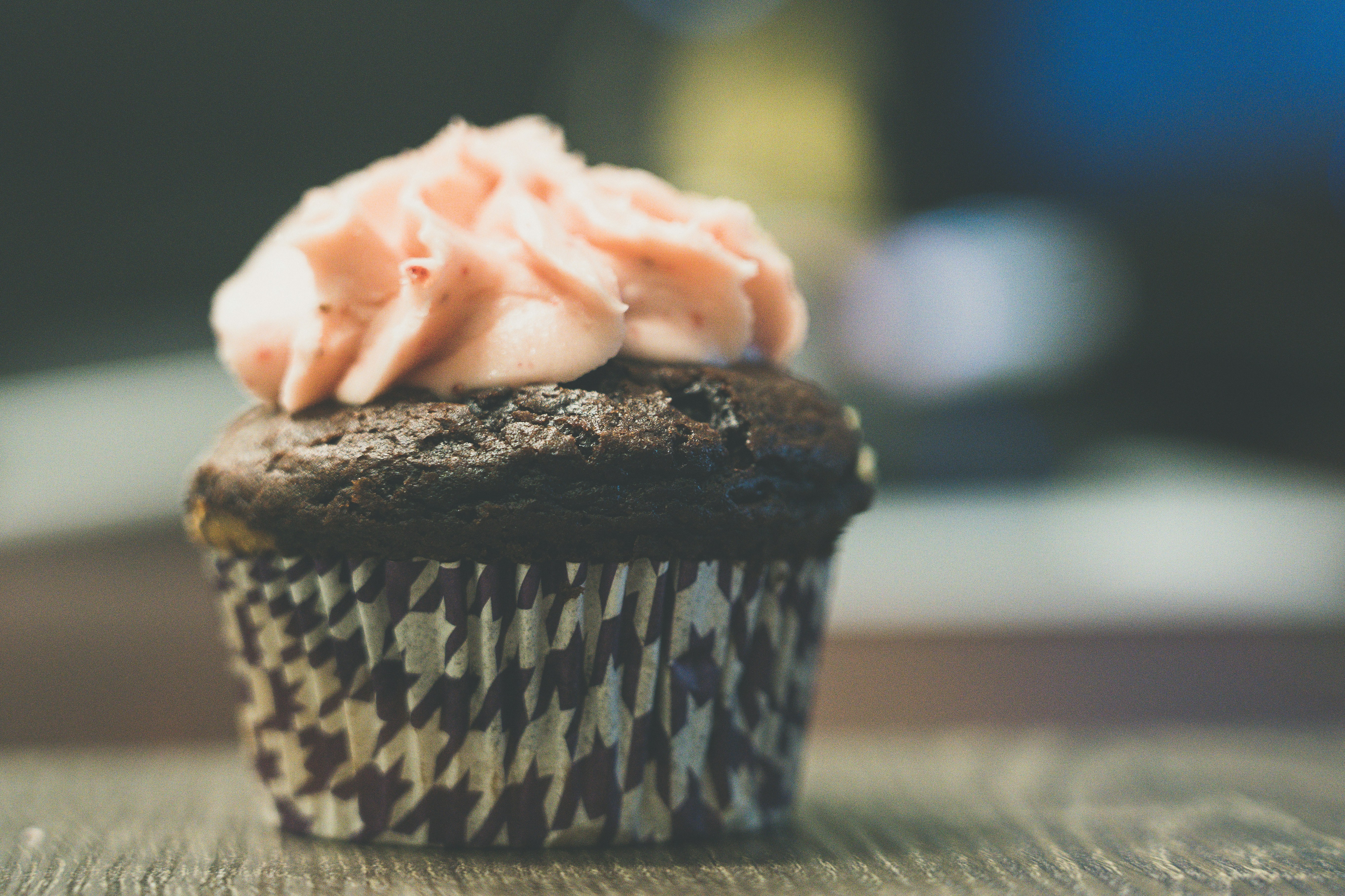 Delicious chocolate cupcake ready to get eaten.
