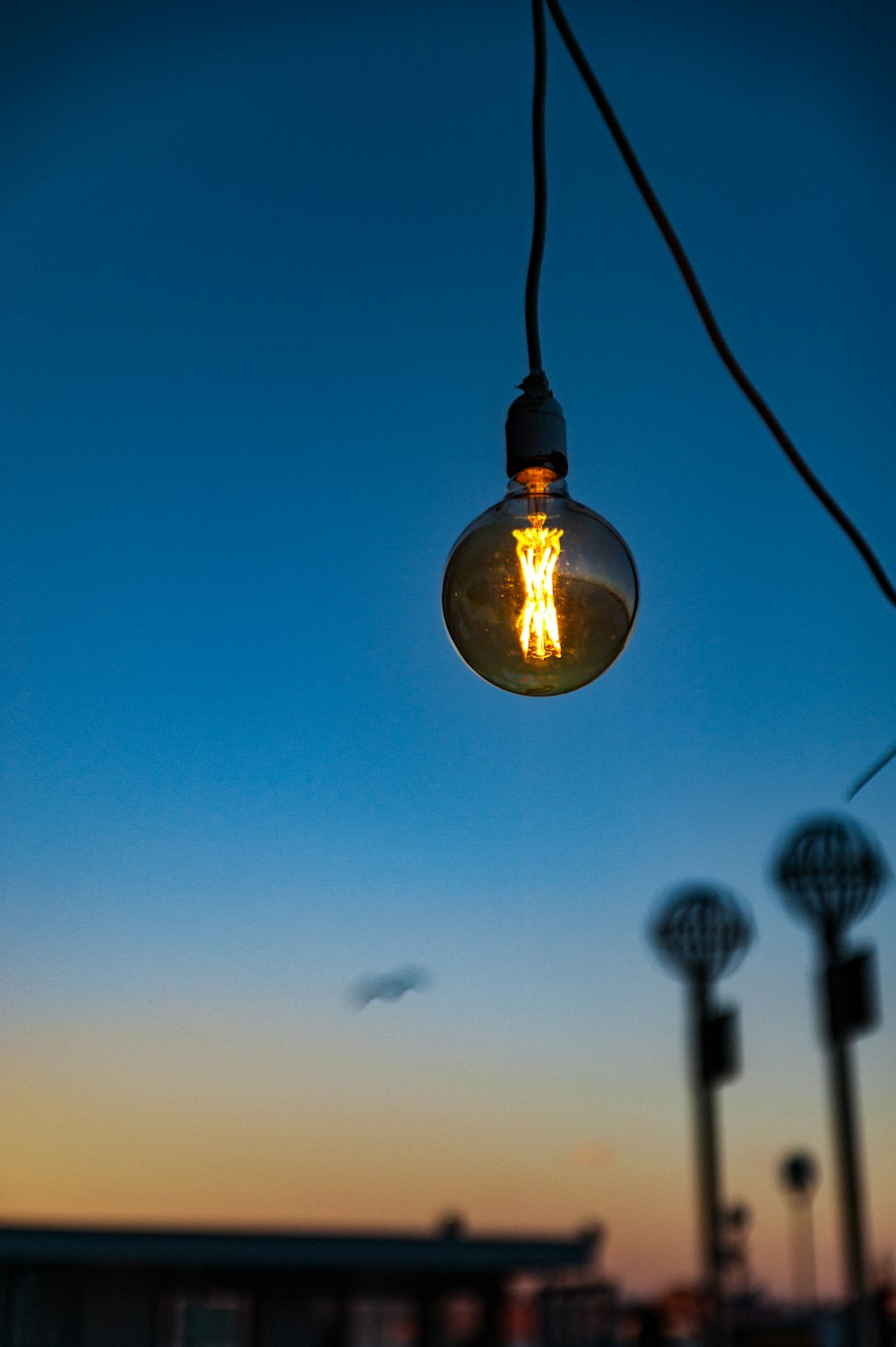 turned-on pendant light