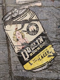 A close-up of a rare beer can from the 1980s, highlighting its unique artwork.