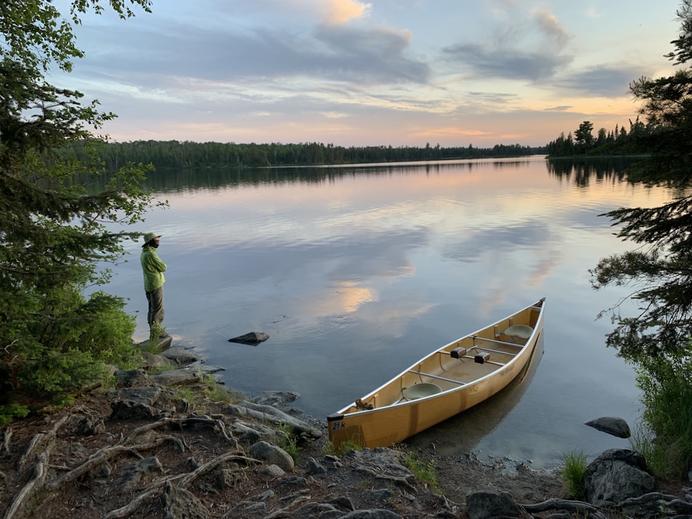 brown canoe