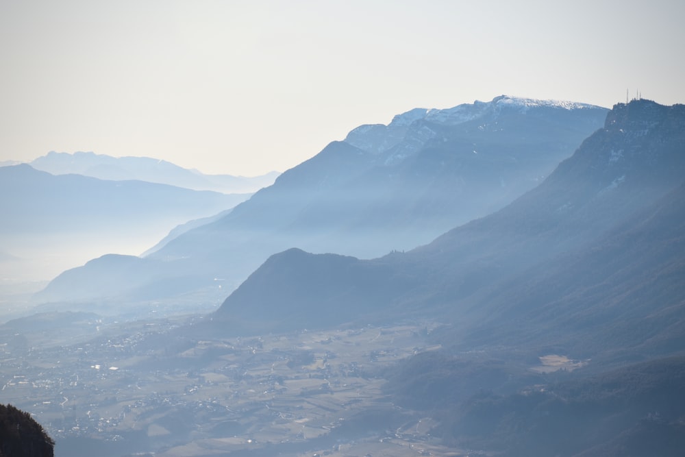 mountains under white sky