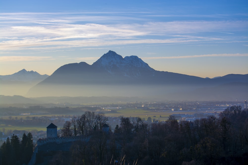 mountains and trees under blue sky