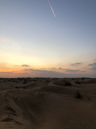 A quiet desert landscape with endless dunes under a pastel sunset sky.