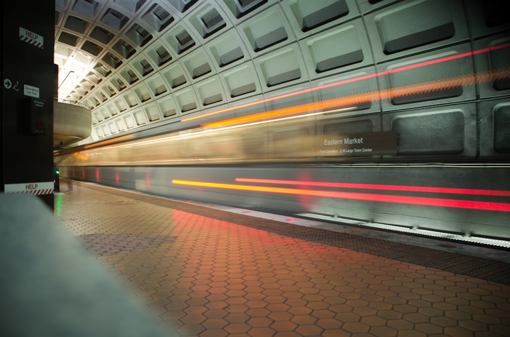 time-lapse photography of train station