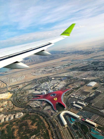 airplane over Ferrari World Abu Dhabi