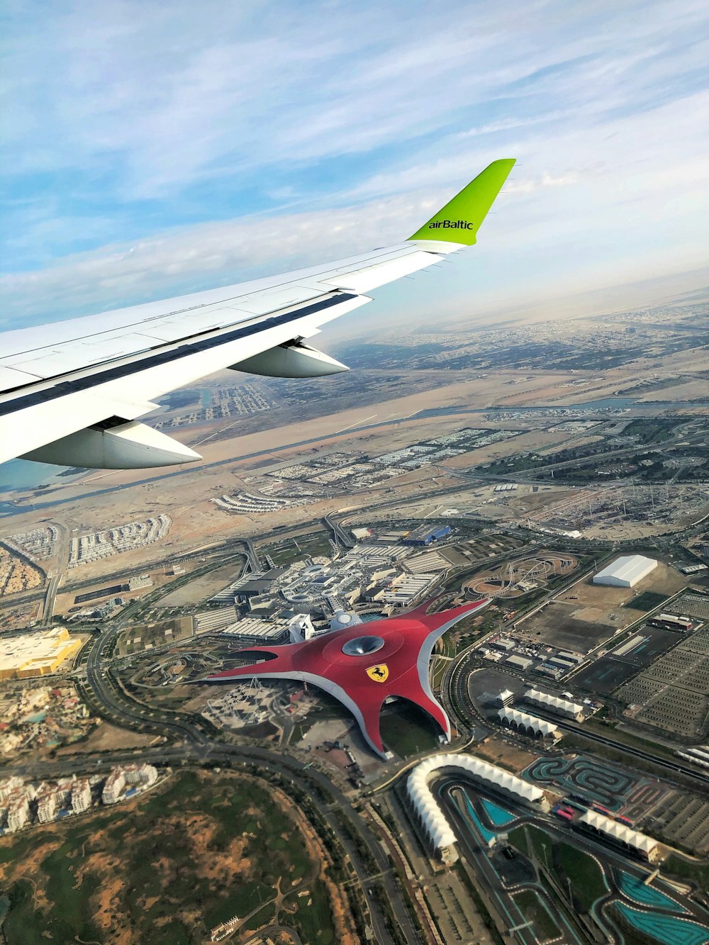 airplane over Ferrari World Abu Dhabi