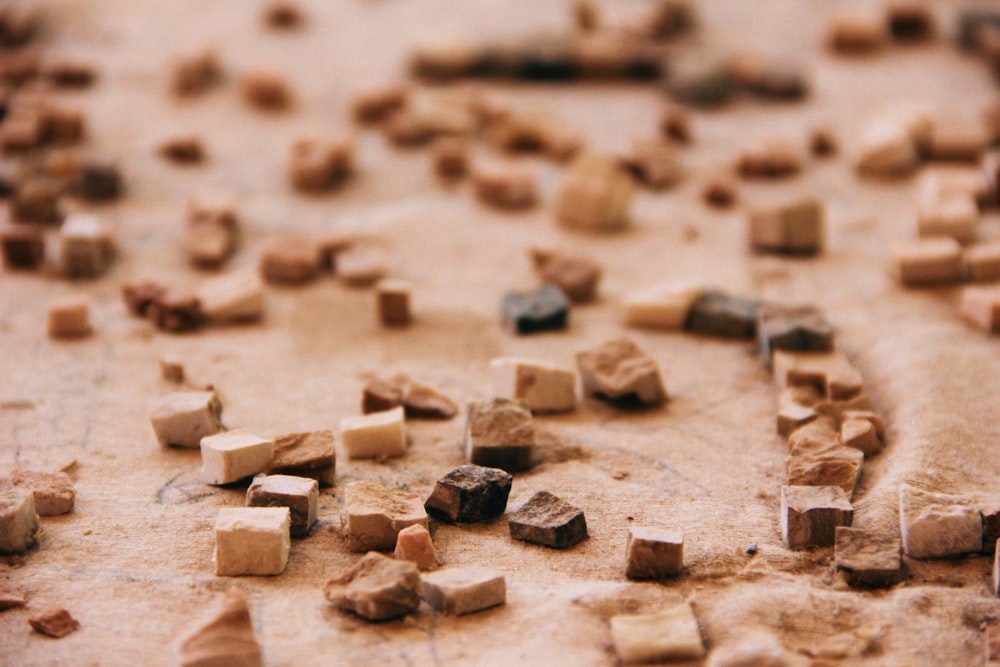 a close up of a bunch of cubes on a table