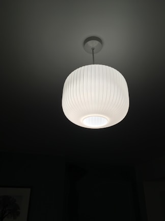 A modern ceiling lamp illuminating a stylish living room.