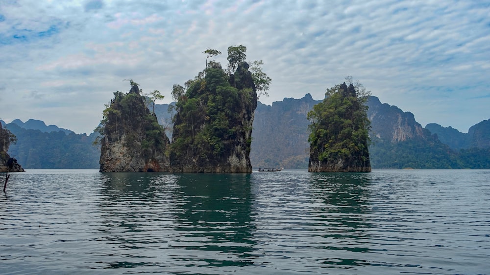 islands under cloudy sky