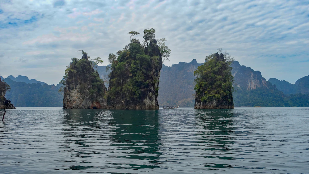 Limestone country under a brooding sky, northern Thailand