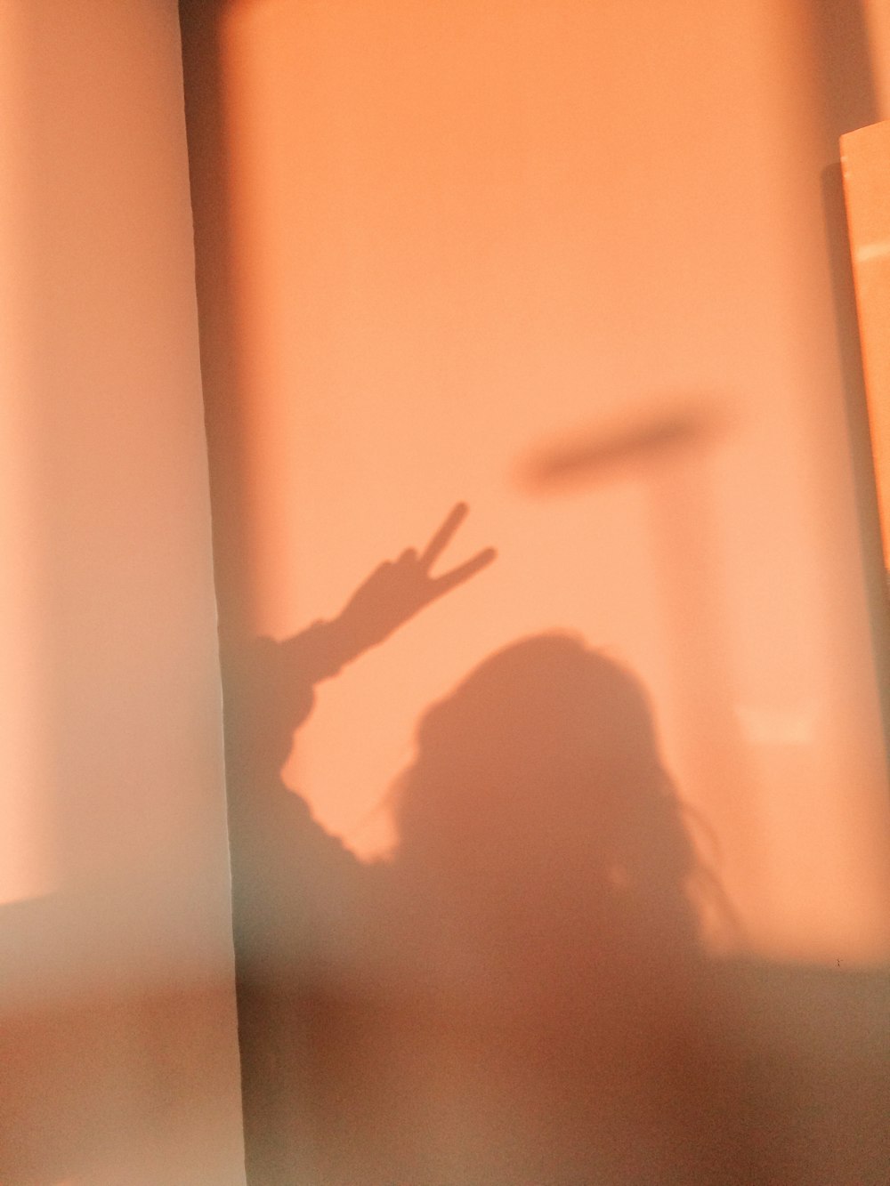 a shadow of a person standing in front of a window