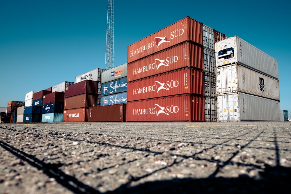 pile of colorful intermodal containers