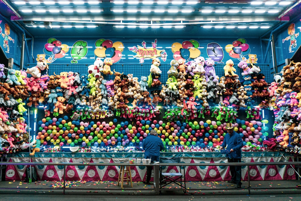 person standing near the balls