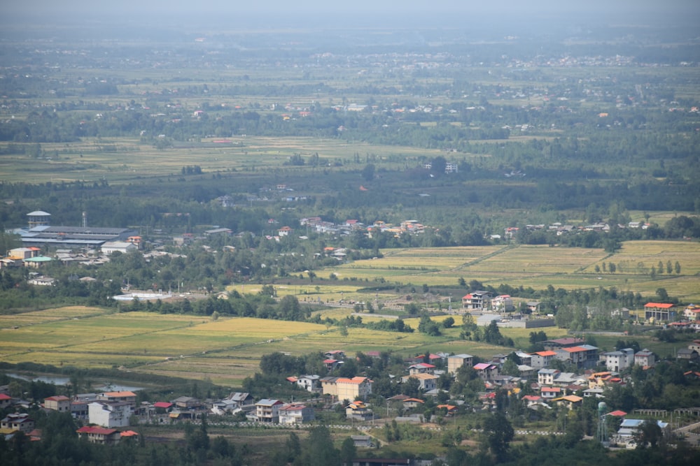 aerial photo of buildings near grass fiel during daytime