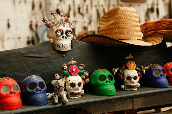 Skull ceramic figurine collection — Oaxaca, Mexico