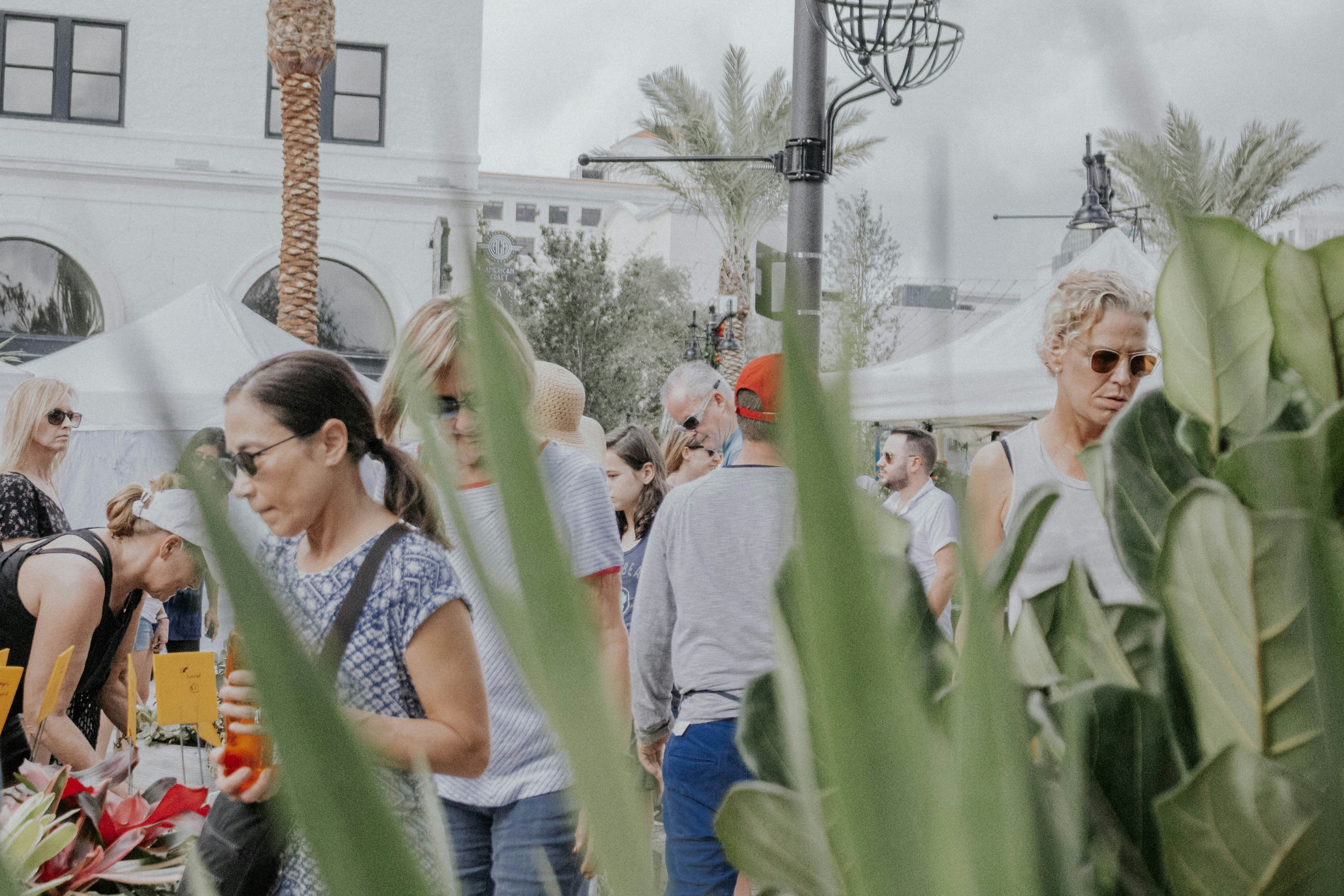 people in plant stall