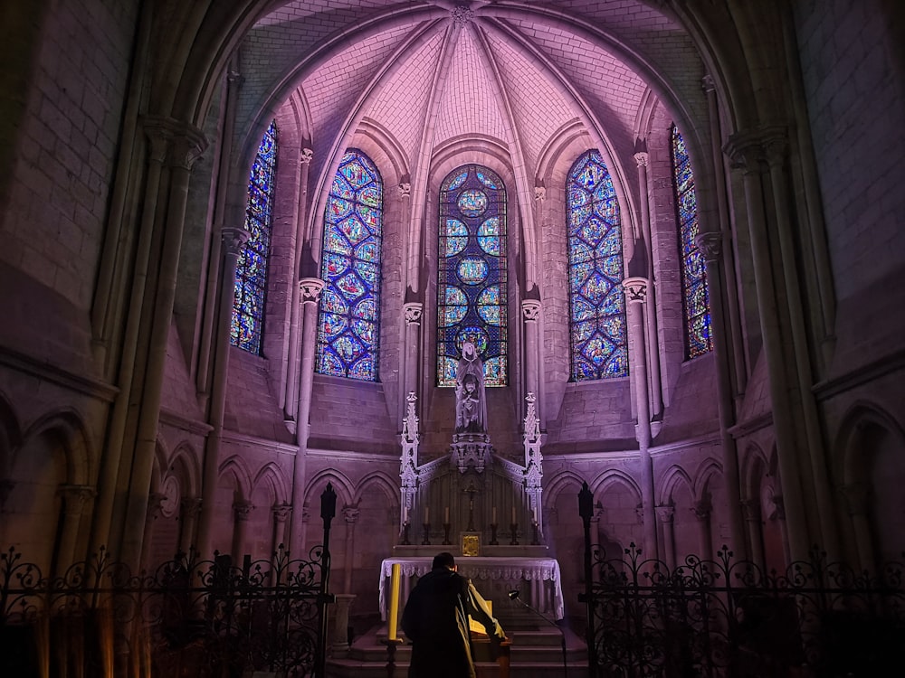 person in cathedral