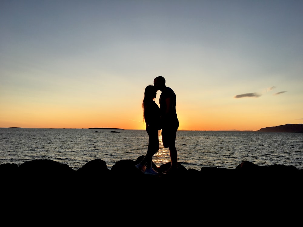 silhouette photography of couple